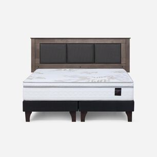Cama Europea Rosen Art 4 / King / Base Dividida  + Respaldo Rachel Gris