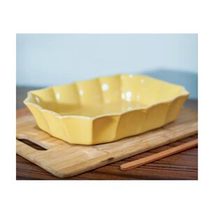 Fuente De Cer&aacute;mica P/horno Rectangular Mostaza