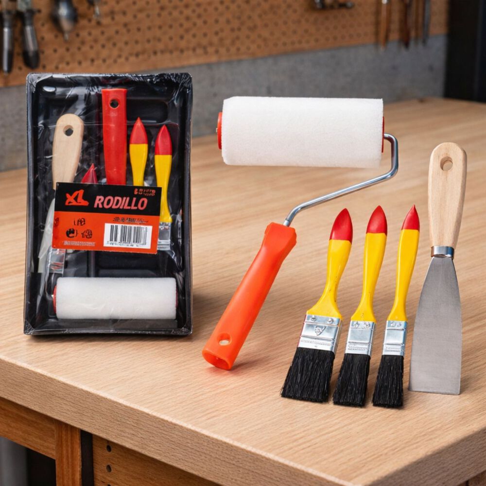 Kit Basico Para Pintar Brocha Rodillo Espatula Construcci&oacute;n image number 2.0