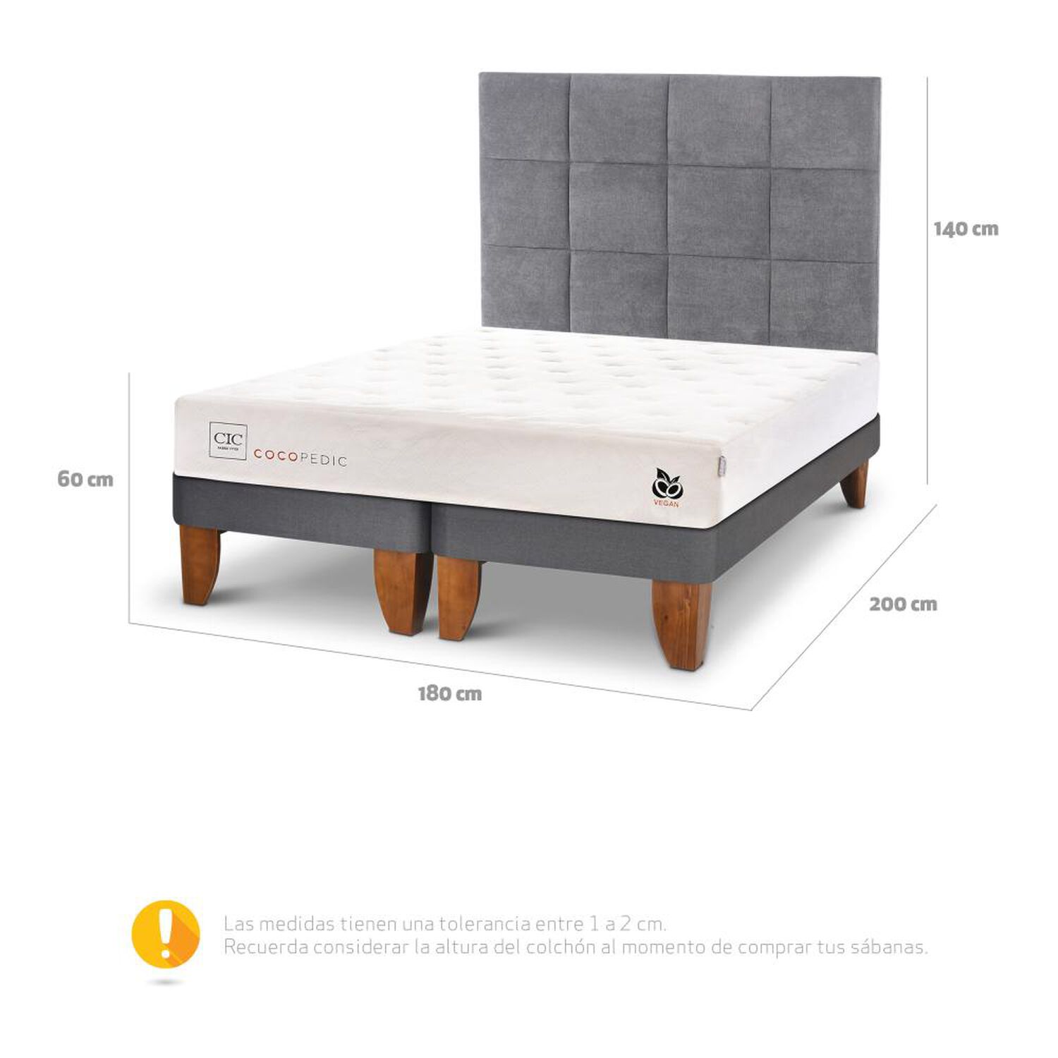 Cama Europea Cic Cocopedic / King / Base Dividida + Respaldo image number 4.0