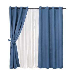 Set Cortina Blackoutemb. 8pzas Arg. 140x220 Azul Frutillar