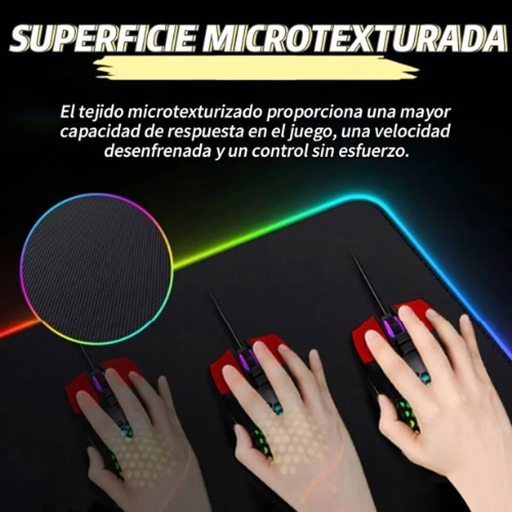 Alfombrilla Mousepad 30x80 Con Luz Led Rgb Antideslizante image number 3.0