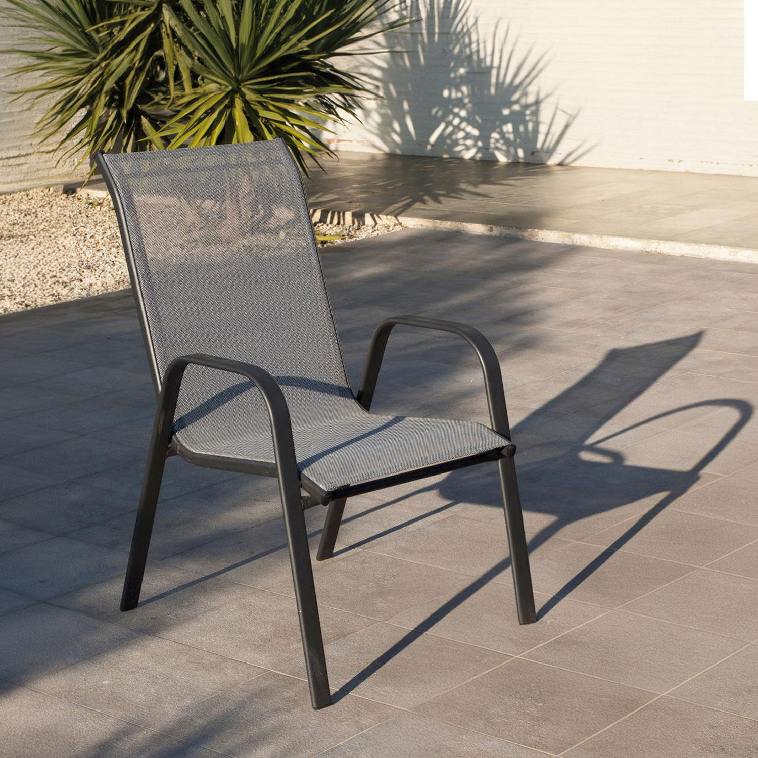 Silla De Terraza Textileno Y Acero Gris image number 1.0