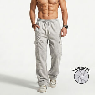 Pantalon Buzo Cargo Forro Polar Hombre