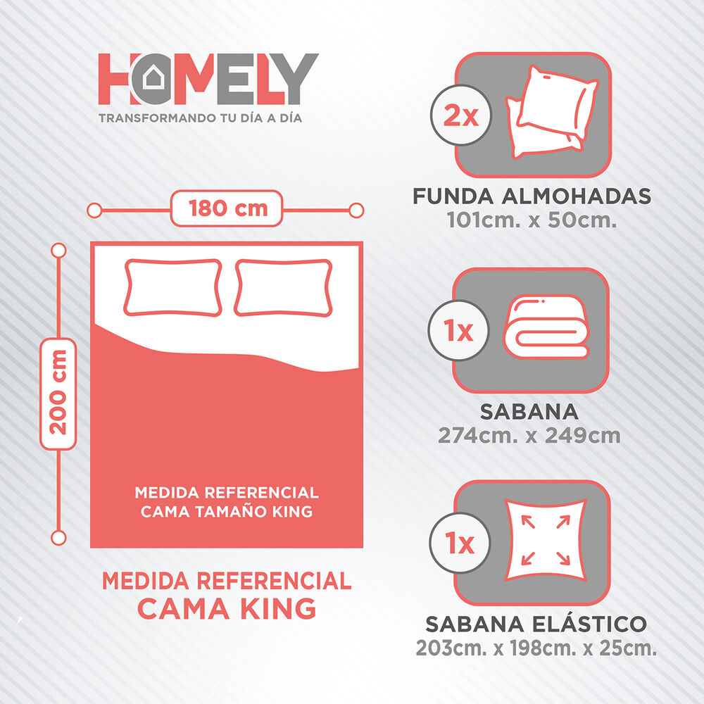 Juego De Sabanas King Homely Suave 100 Gsm 4 Piezas image number 2.0