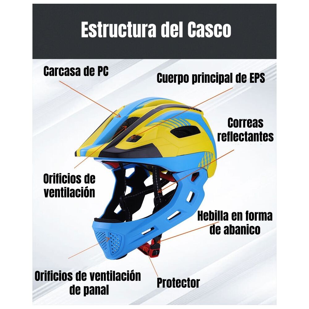 Casco Integral Infantil Bici 2 En 1 Con Luz Neue Lubabycas image number 6.0
