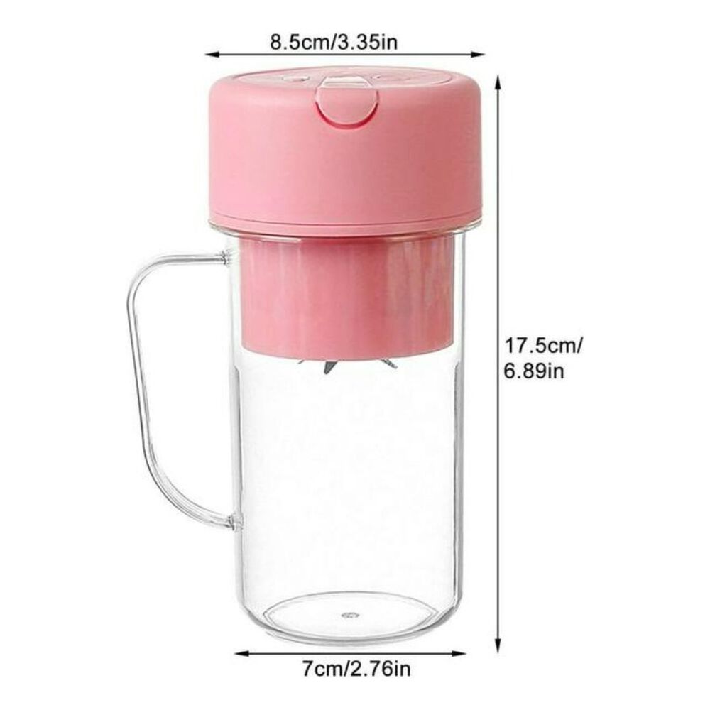 Licuadora Portátil Mini Rosa 420ml Juguera Exprimidora image number 3.0