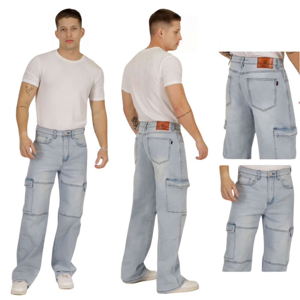 Pantalon Jeans Oversize Cargo Hombre image number 0.0