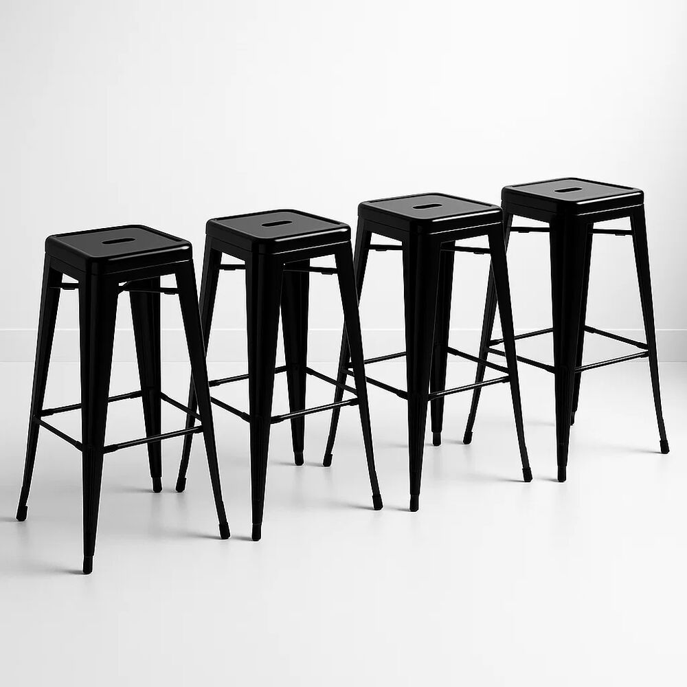 Pack De 4 Pisos Taburetes Tolix Altos - Negro image number 0.0