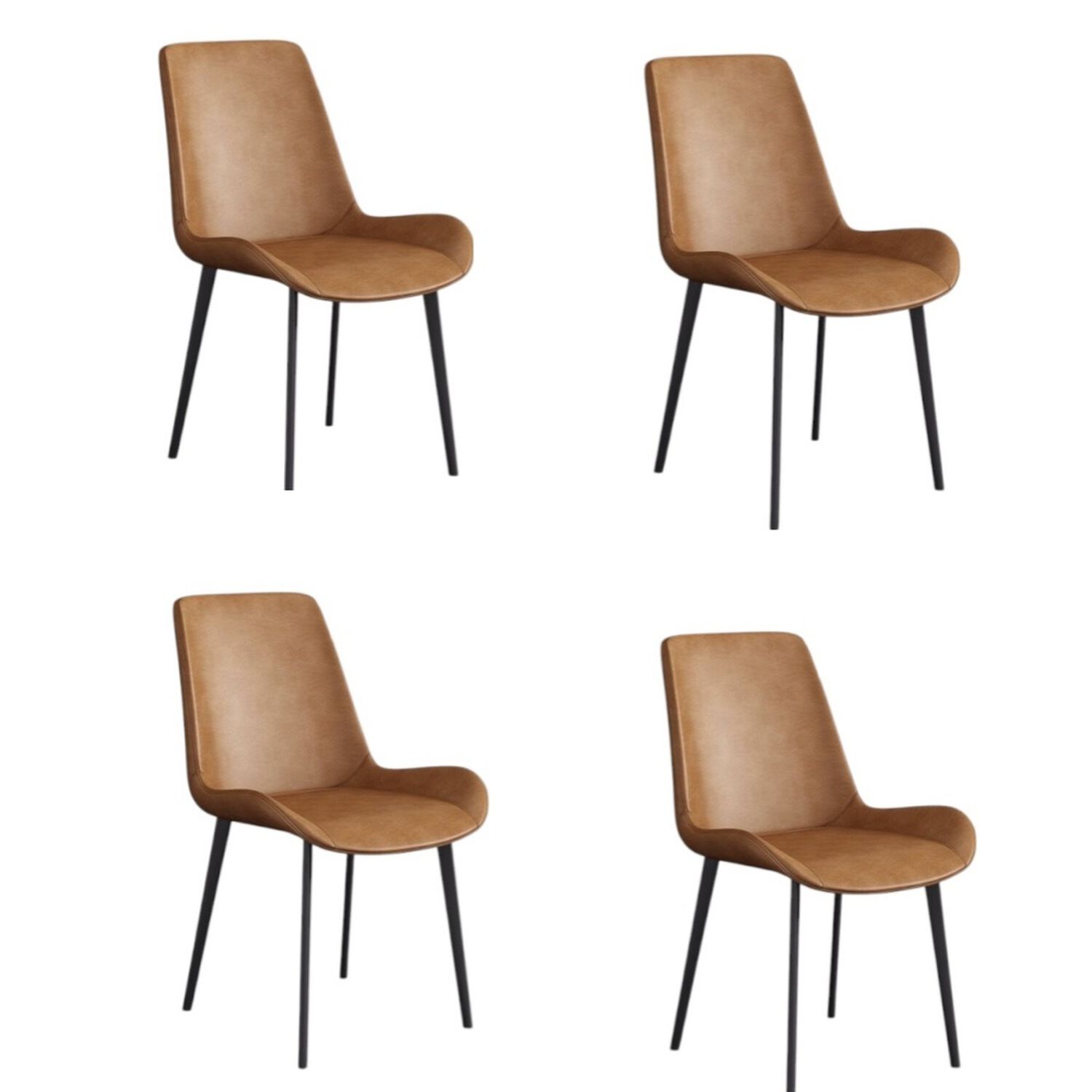 Set 4 Sillas De Comedor Cuero Pu Estilo Italiano Lubabycas image number 0.0