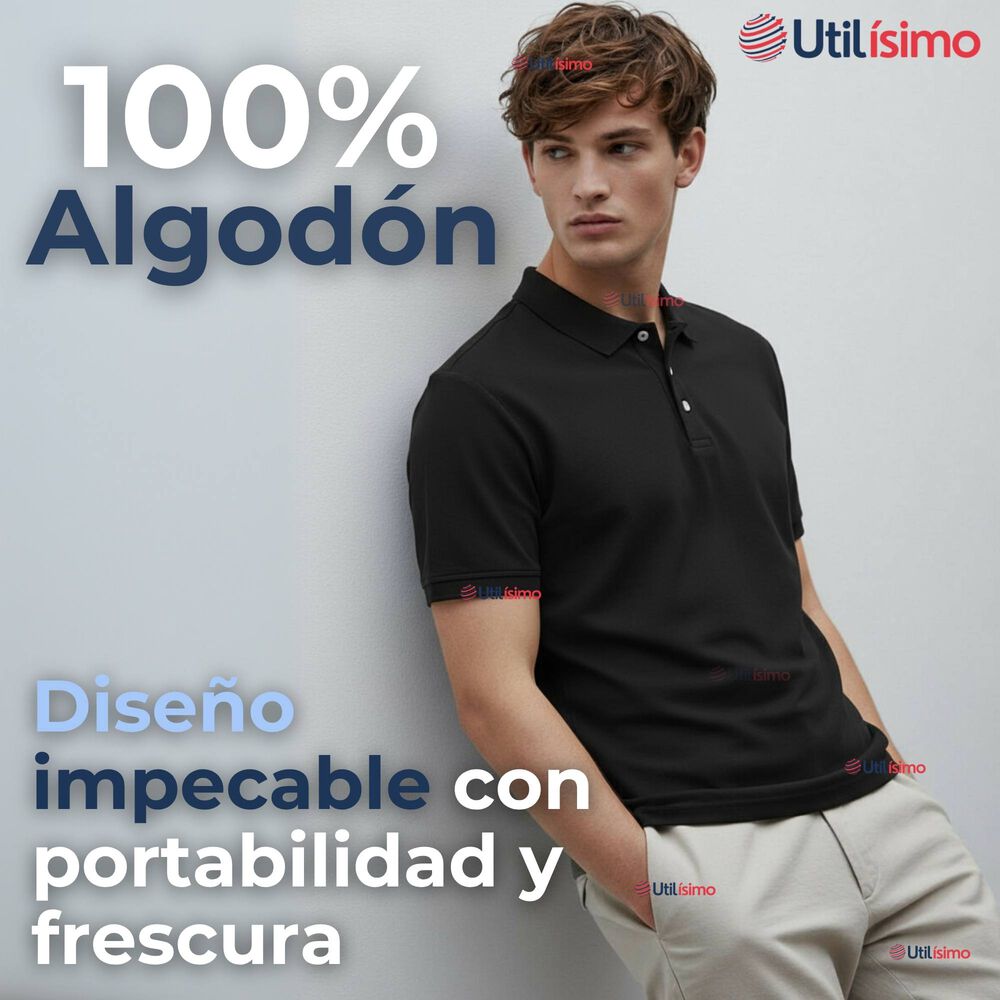 Polera Pique Premium 200g Manga Corta 100% Algod&oacute;n Textura Suave Chemise Negro Hombre image number 1.0