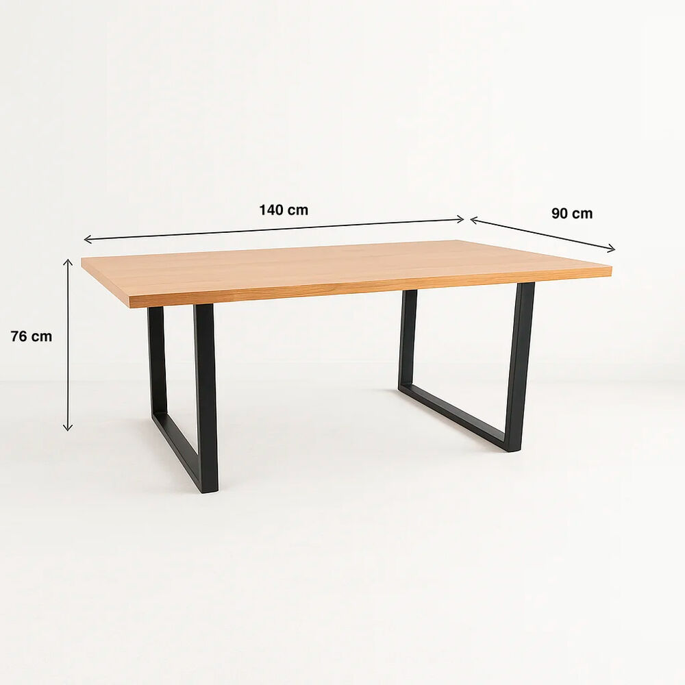 Mesa De Comedor Estilo Industrial 140x90 - Madera Clara image number 3.0