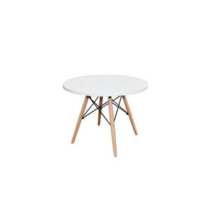 Mesa Infantil Eames Kids Redonda 60 Cm Blanca Patas De Madera