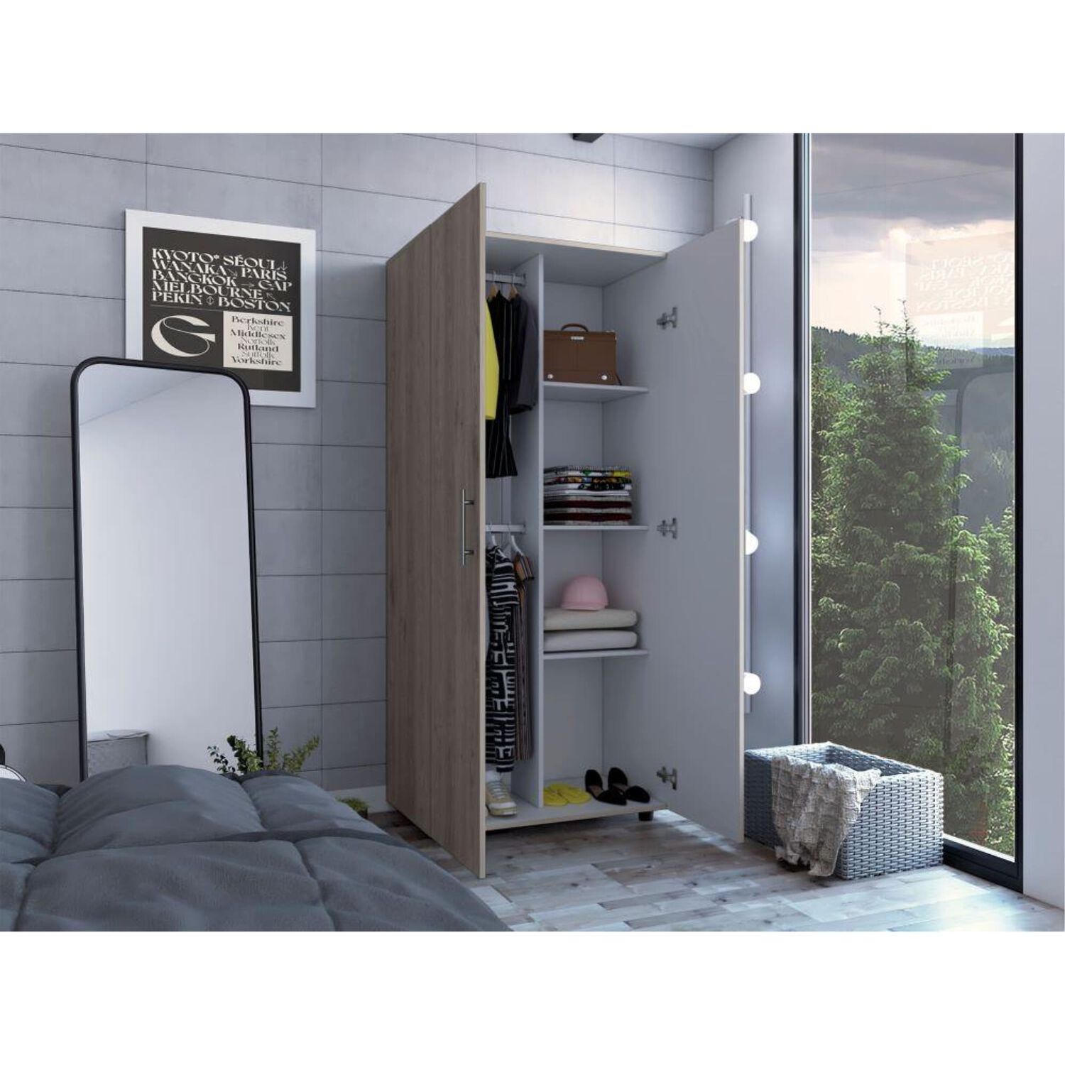 Closet 2 Puertas Fm-021g - Gris Claro image number 5.0