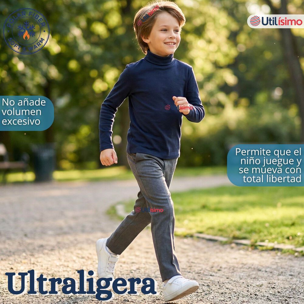 Polera Camiseta Polar Azul Oscuro Primera Capa Beatle Manga Larga Ni&ntilde;o image number 6.0