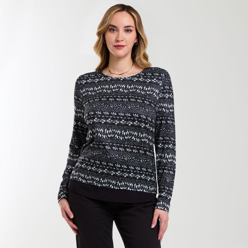 Sweater Full Print Manga Larga Cuello Redondo Mujer Geeps image number 0.0