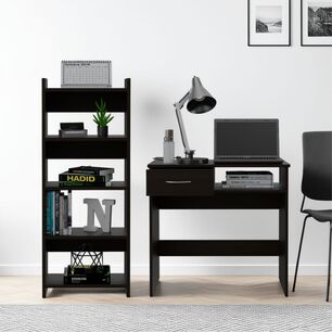 Escritorio 1 Cajon + Estante 5 Repisas Fm-011n Negro