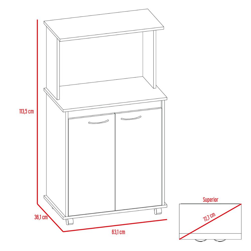 Mueble Microondas Con Ruedas 2 Puertas Fm-010b Blanco Y Negro image number 5.0