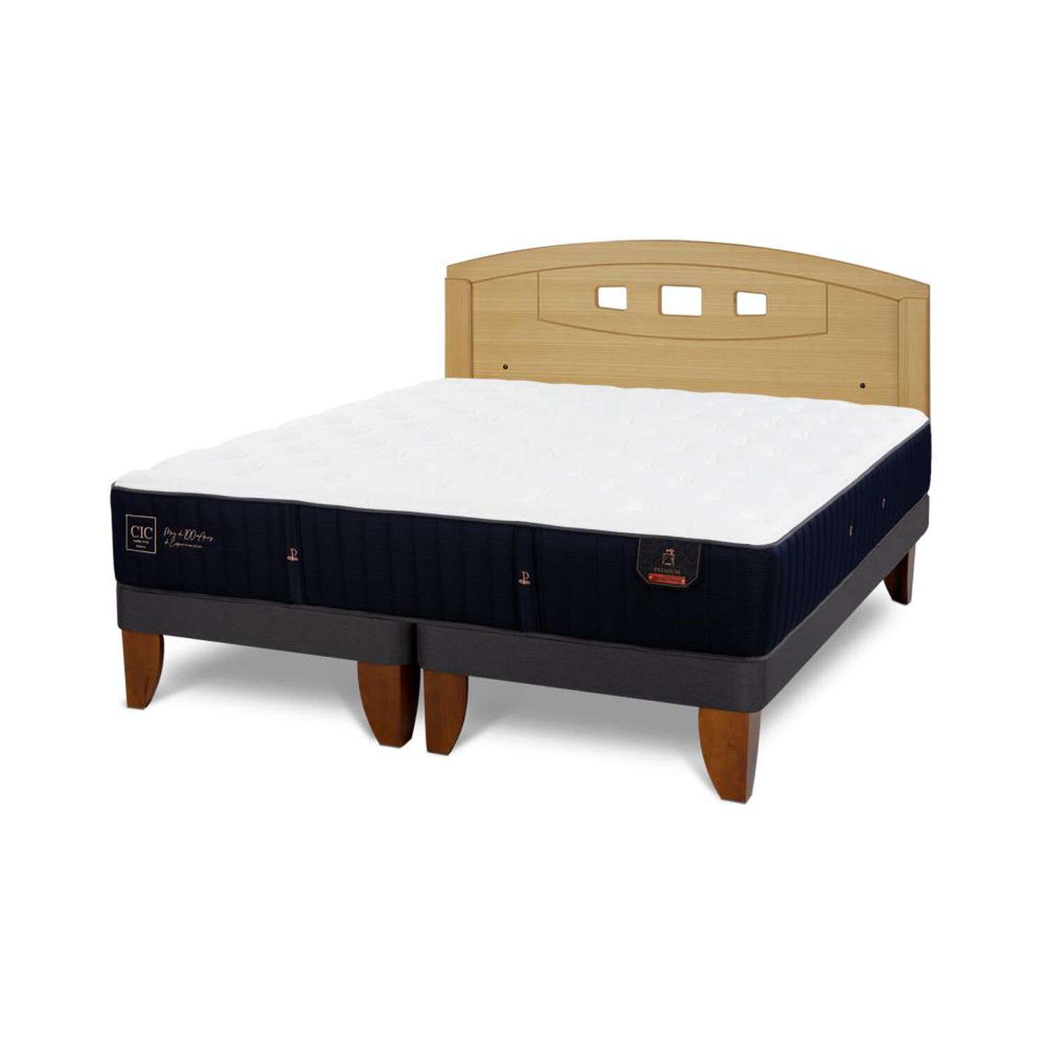 Cama Europea Cic Linea Premium / 2 Plazas / Base Dividida + Respaldo image number 3.0