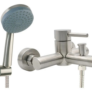 Monomando Llave Grifo Tina Ducha Modelo Fiorenzo Marca Stretto Acero Inoxidable Ss304 Satinado Con Ducha De Mano