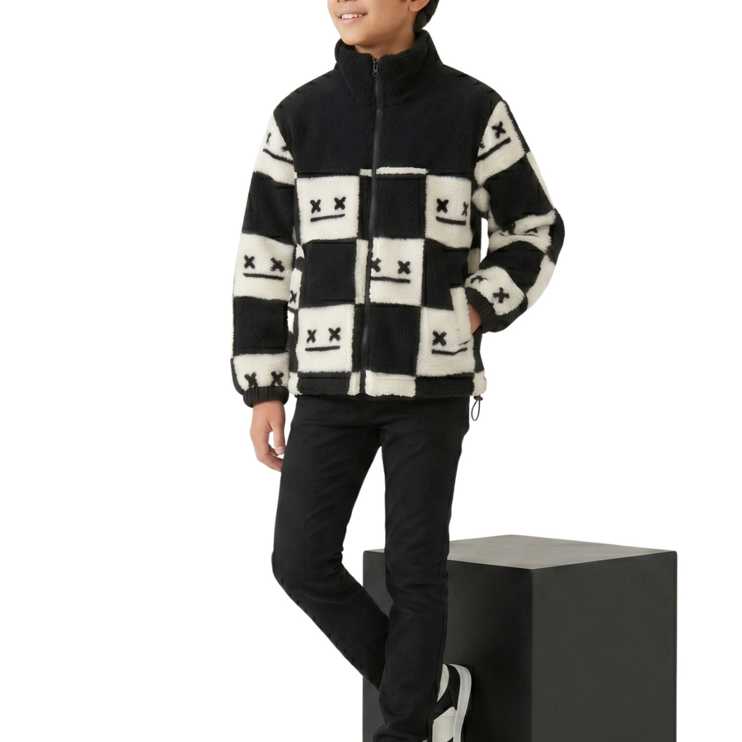 Chaqueta Polar Chiporro Aesthetic Dise&ntilde;o Cuadricula Urbano image number 1.0