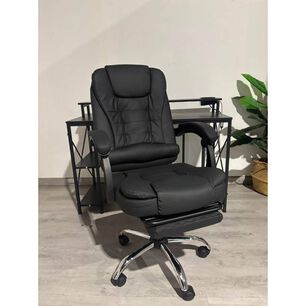 Silla Escritorio Rex Ecocuero Negro Ergon&oacute;mica Altura Ajustable
