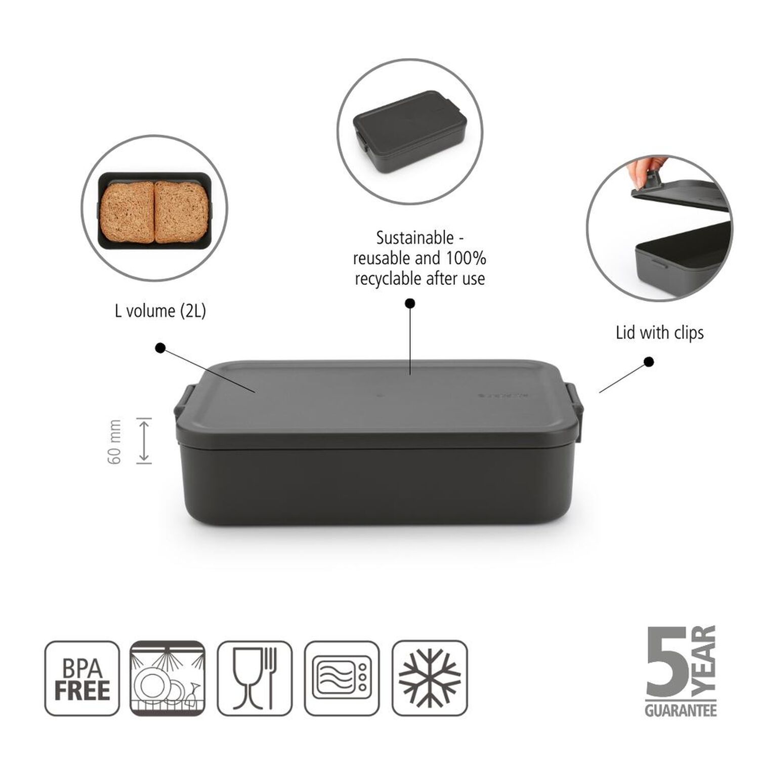 Contenedor Para Almuerzo Make & Take Grande Dark Grey image number 5.0