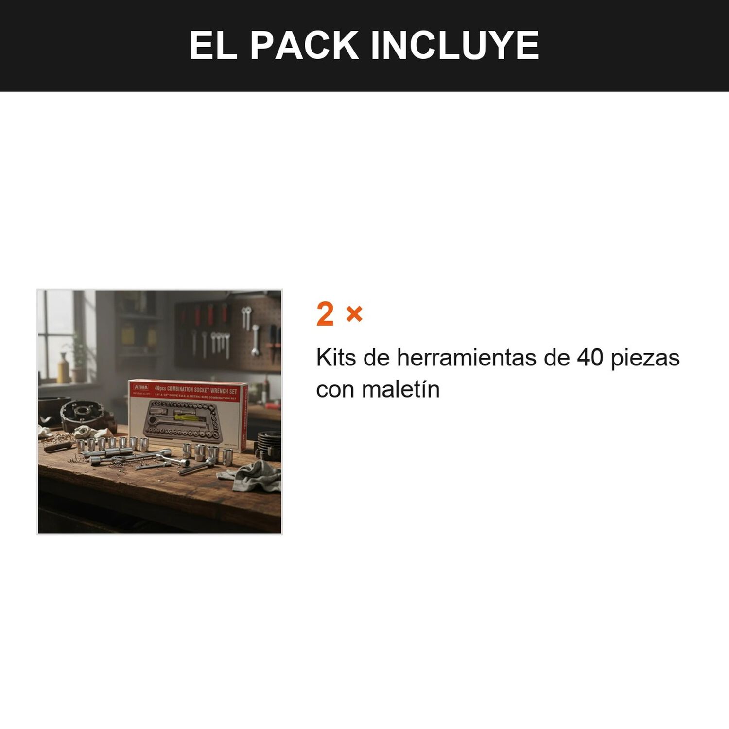 Pack 2 Kit De Herramientas 40 Piezas Con Malet&iacute;n Negro image number 5.0