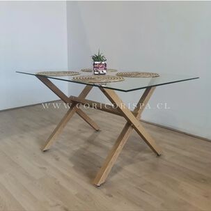 Comedor Medlock 120x80cm + 4 Sillas Mariposa Ecocuero Wood Gris