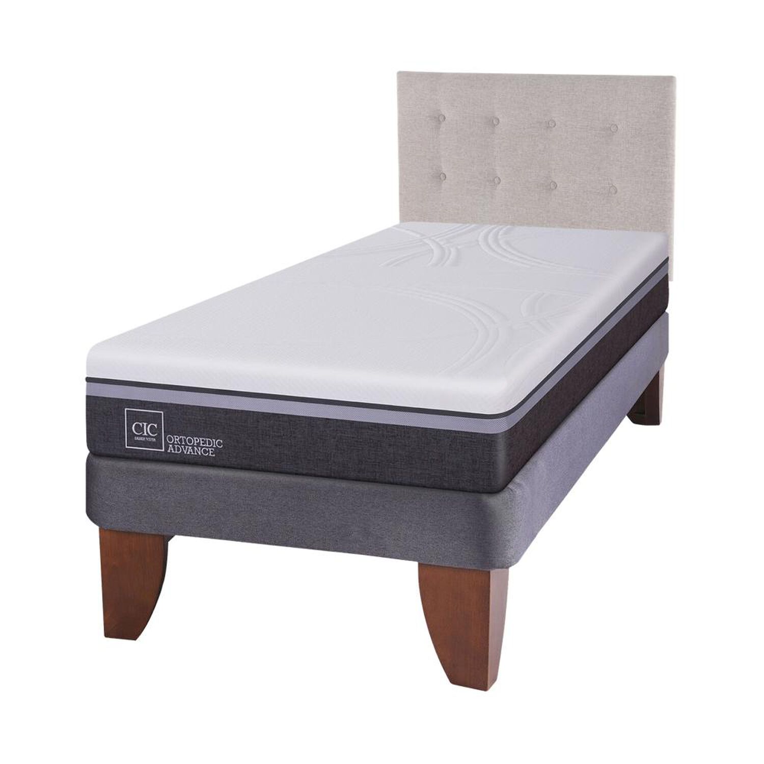 Cama Europea Cic Ortopedic Advance / 1.5 Plazas / Base Normal + Respaldo image number 1.0