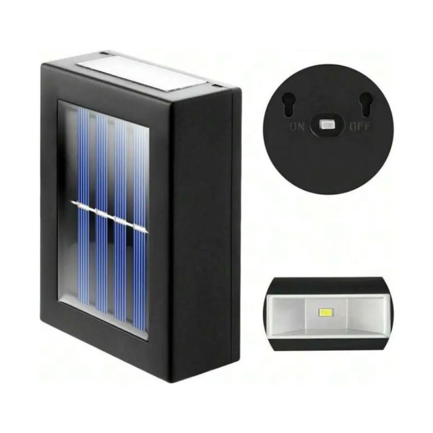 Pack 2 Aplique Led Solar Pared Exterior Escaleras Jard&iacute;n Negro Luz Fr&iacute;a image number 3.0