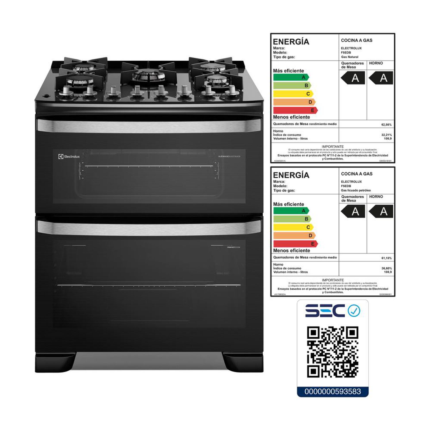 Cocina A Gas Electrolux F5edb 5 Quemadores image number 12.0