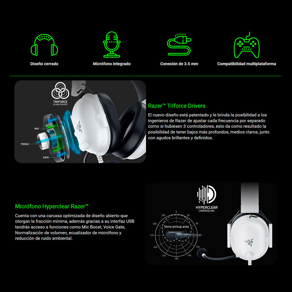 Audífonos Gamer Razer Blackshark V2 X White image number 5.0