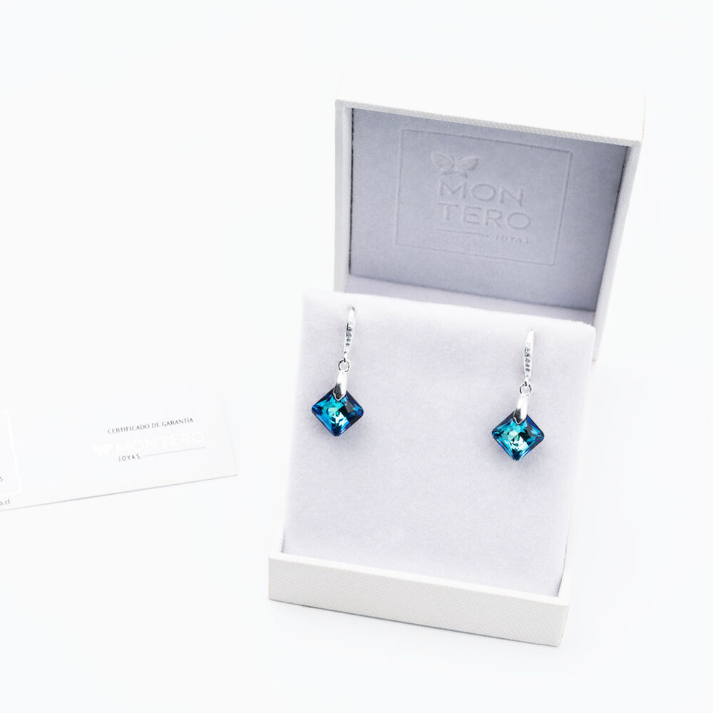 Aros Cristina Plata Italiana 925 Y Cristales Genuinos Bermuda Blue image number 2.0