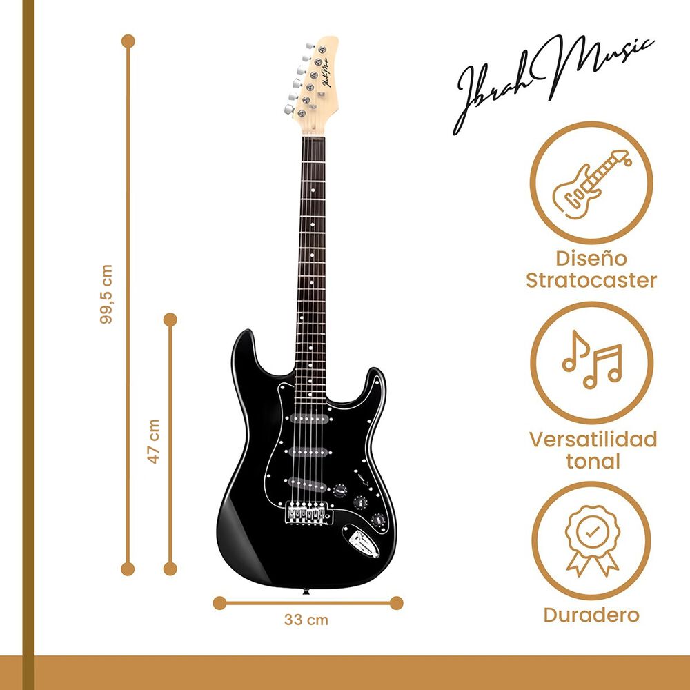 Guitarra Eléctrica Strato Ibrah + Amplif + Accesorios Negra image number 1.0