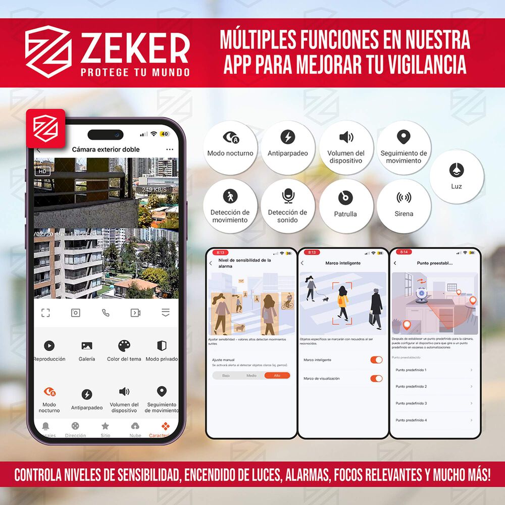 Pack X3 C&aacute;mara De Seguridad 2.4g Zeker Doble 4mp Impermeable image number 5.0