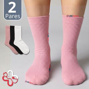 Pack 2 Pares Calcetines Diab&eacute;ticos Mujer Algod&oacute;n Suave Colores Surtidos Protecci&oacute;n
