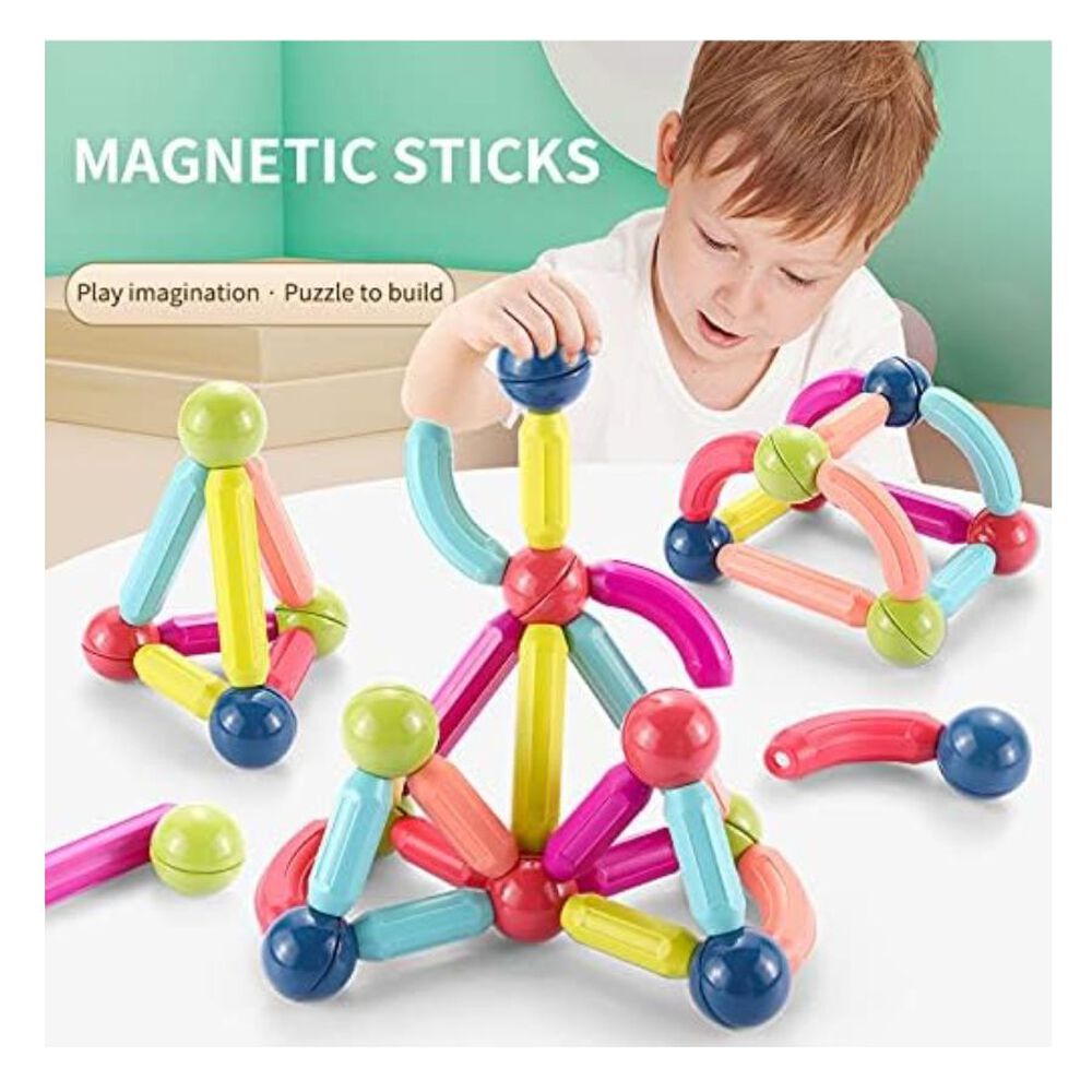 Juego De Bloques Construcción Magnéticos Para Niños 64 Piezas image number 3.0