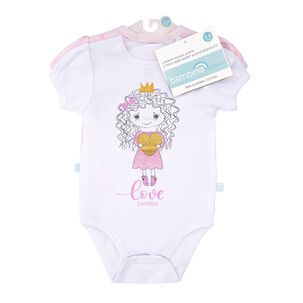 Set 2 Bodys Manga Corta Rosado Princesa Ni&ntilde;a 0 - 3 Meses