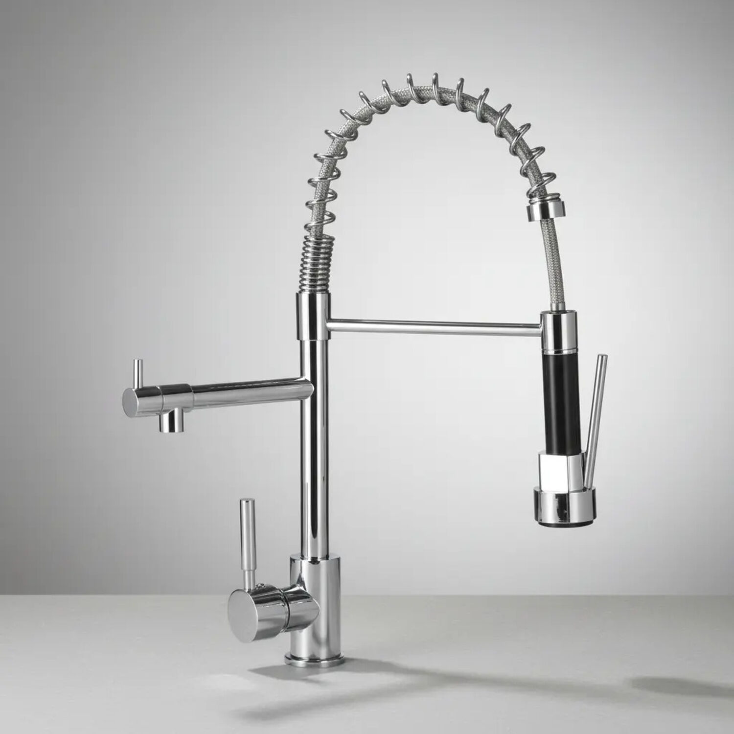 Monomando Llave Grifo Lavaplatos Extra&iacute;ble Modelo Bangor Marca Pmb Cromado Giro 360 image number 1.0