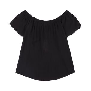 Blusa Lisa Abotonada Manga Corta Con Hombros Elásticados Bambula Mujer Geeps