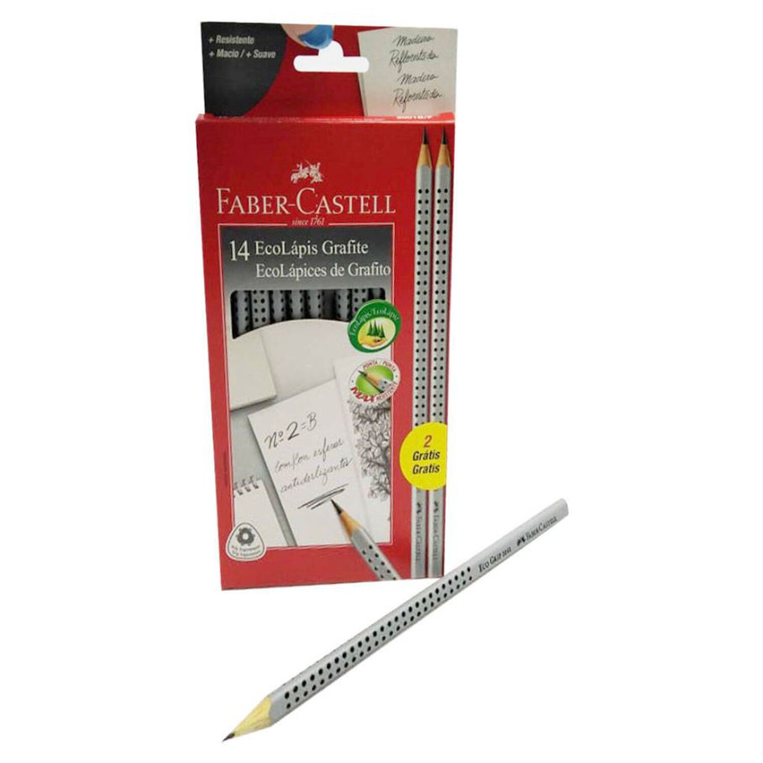 L&aacute;piz Grafito Eco Triangular Con Grip 12 +2 Und B N 2 Faber Castell image number 1.0