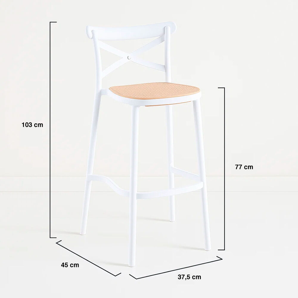 Taburete Crossback Danubio Piso De Bar O Terraza Exterior - Blanco image number 3.0
