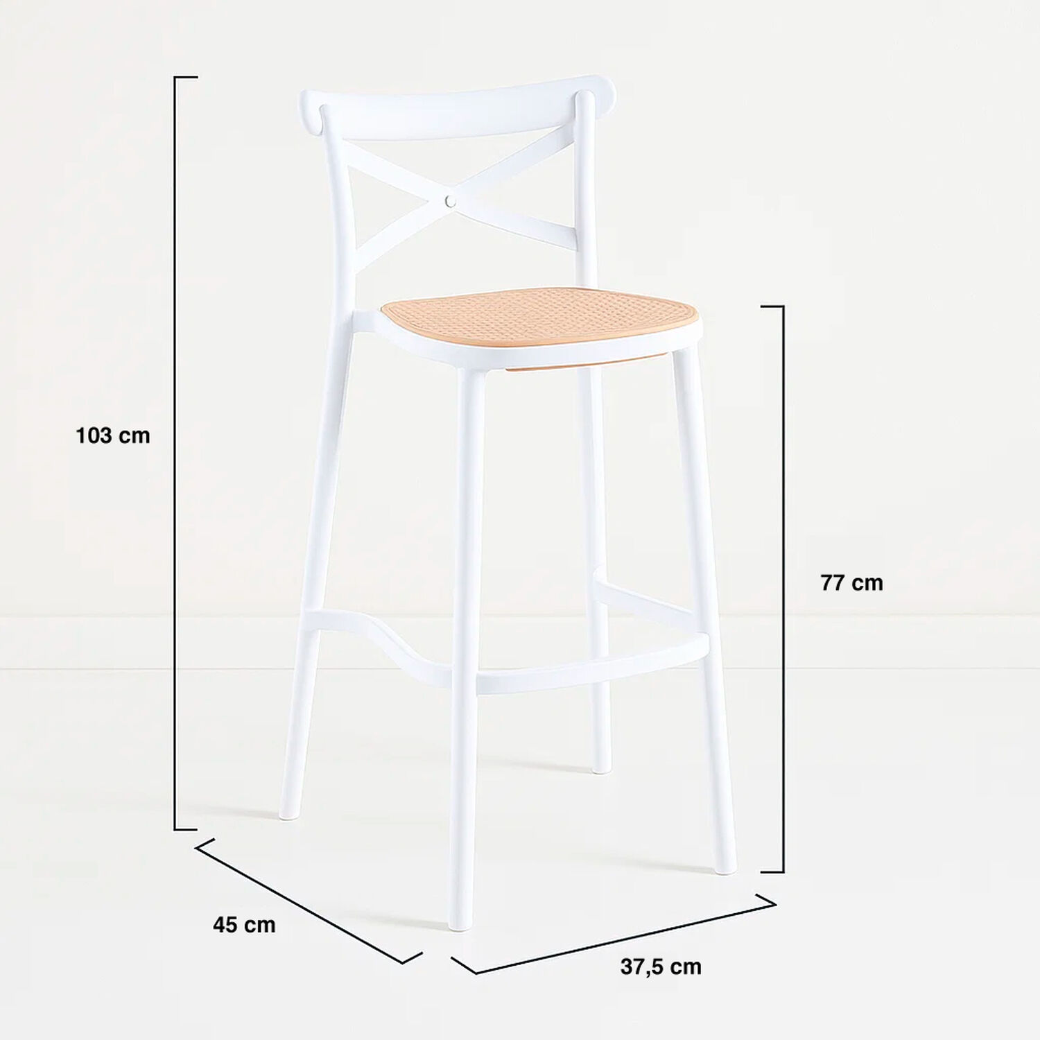 Taburete Crossback Danubio Piso De Bar O Terraza Exterior - Blanco image number 3.0