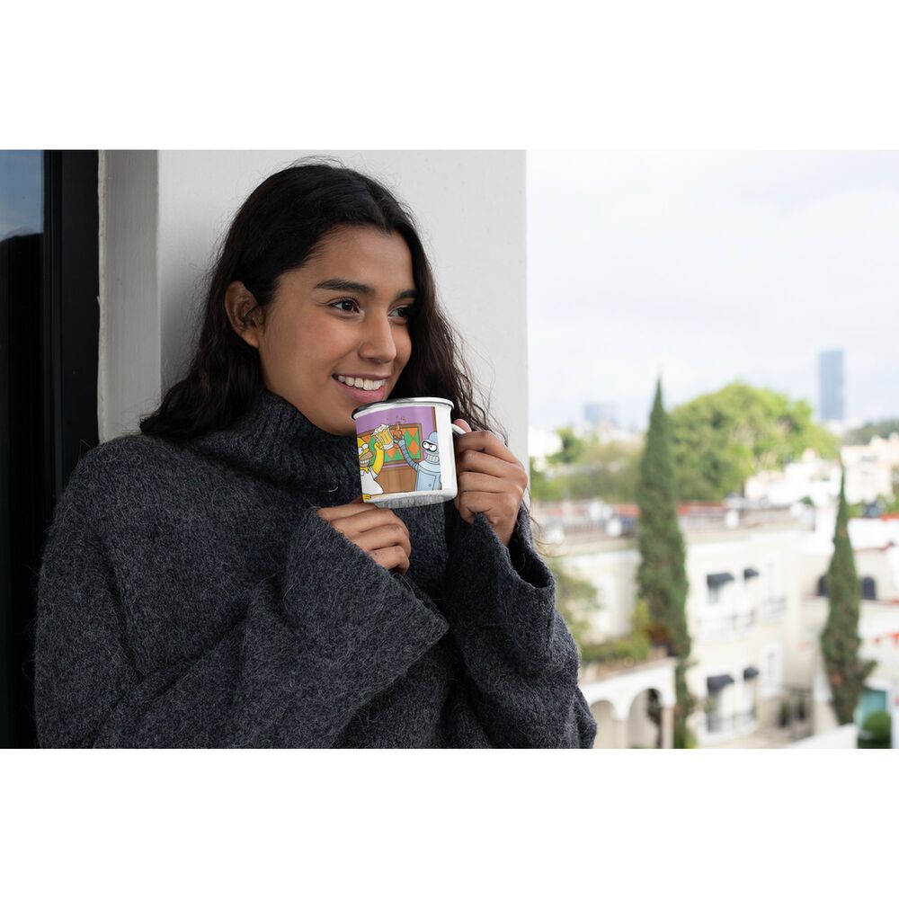 Taza Enlozada Lechera Homero Y Bender Bebiendo Cerveza image number 2.0