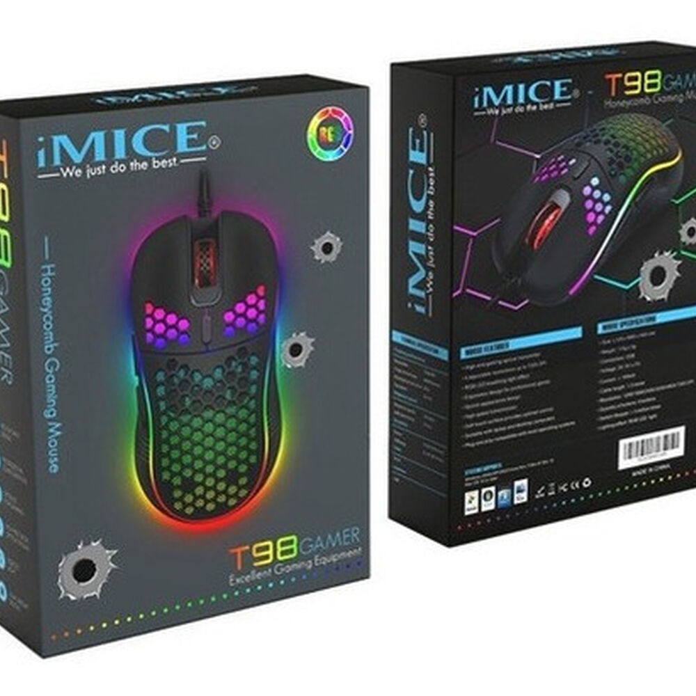 Mouse Gamer Premium Imice T98 Rgb 7200 Dpi Honeycomb Usb image number 9.0