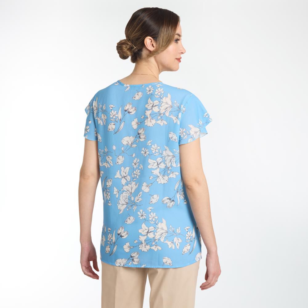 Blusa Full Print Sin Mangas Con Vuelos Cuello Redondo Mujer Lesage image number 3.0