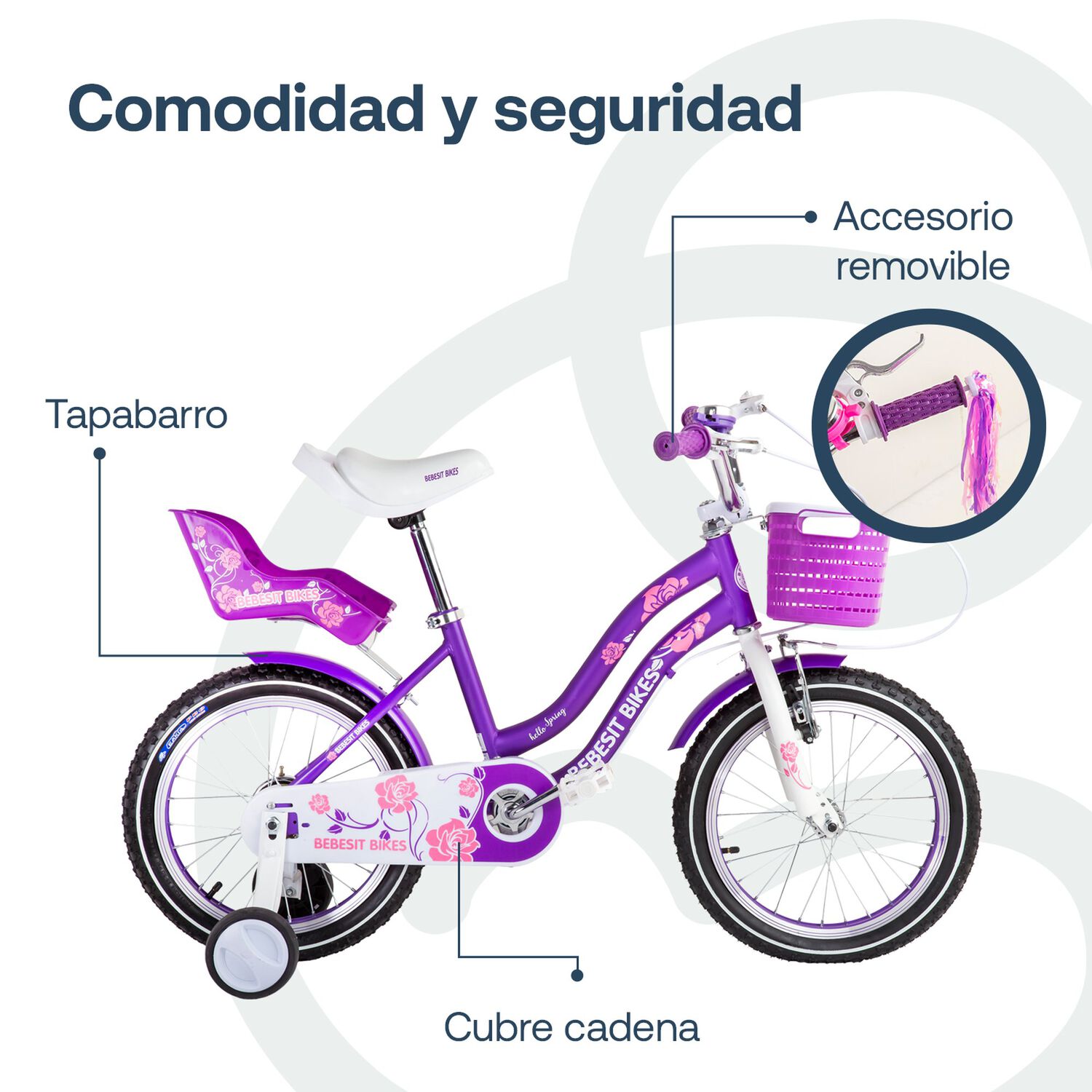 Bicicleta Infantil Queen Aro 16 Morada Bebesit image number 5.0