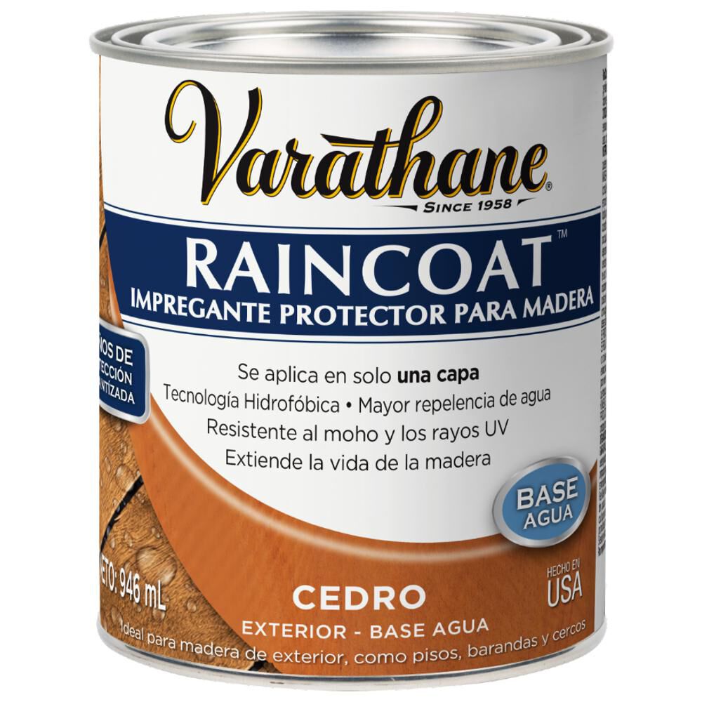 Impregnante Protector Raincoat Brillante Base Agua 946ml Cedro - Varathane image number 0.0