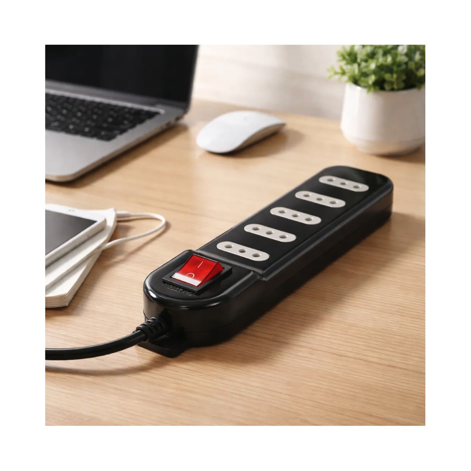 Alargador Zapatilla Switch 5 Posiciones 5 Metros Negro image number 2.0
